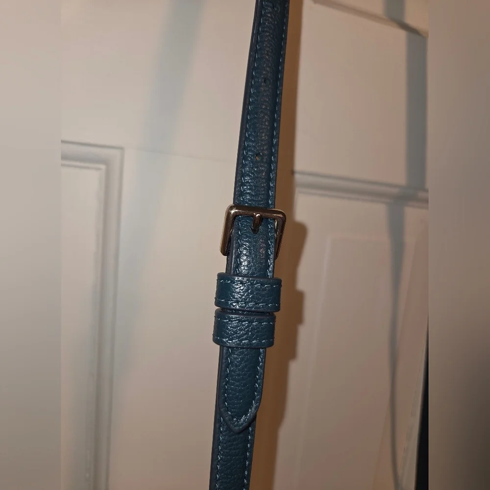 Kate Spade dark turquoise Crossbody Saddle Bag suede and pebbled leather bag - Picture 10 of 16